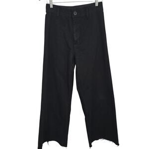 Zara Women’s Black Wide Leg Raw Hem High waisted Jeans Size 8 Boho Grunge Y2K